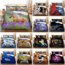 3D Animals Print Duvet Cover Set Bedding Set with Pillowcase Single Double King