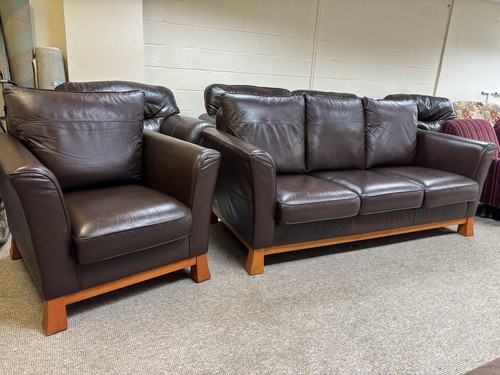 Brown leather 1 sofa - brown, and