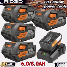 8.0AH For AEG & Ridgid 18V Battery Li-ion L1830R L1815R B1814G BSS18C / Charger