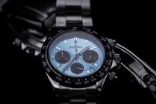 Custom Seiko Mod Tiffany blue sunburst Chronograph Hand Made