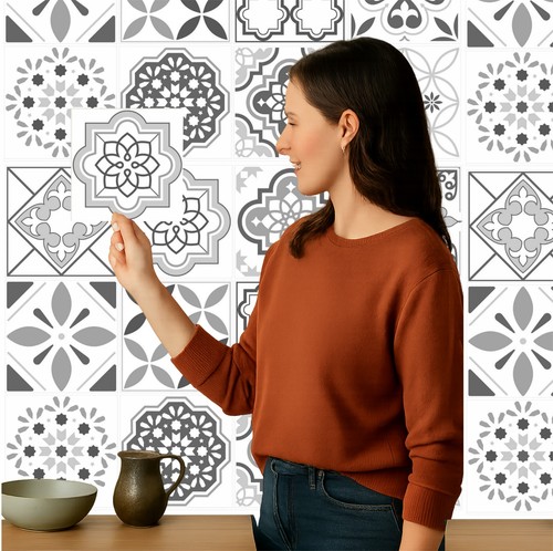Tile stickers grey - tile,