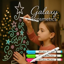 4x Window Markers Liquid Chalk Pen Draw on Glass Christmas WHITE PINK BLUE GREEN