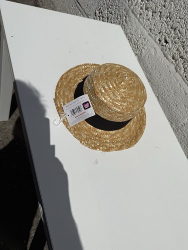 Wheat straw boater hat - boater, flat
