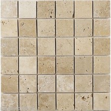 1 sqm of Tumbled Classic Light Travertine Mosaic / Border Tiles 48 x 48 x10 mm 