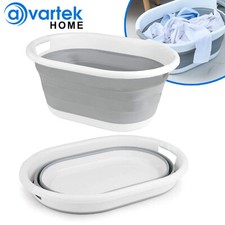 24L SILICONE COLLAPSIBLE LAUNDRY BASKET FOLDING CLOTH WASHING STORAGE BIN POP UP