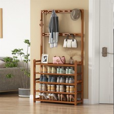 Large Hall Tree Entryway Coat Hat Rack Stand Shoe Bench Tidy Console Table Home