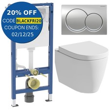 Rimless Wall Hung Toilet Pan Geberit 1.12m Concealed Cistern Frame Square Flush