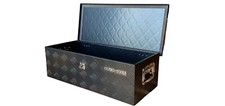 US PRO ALUMINIUM BLACK CHEQUER PLATE JOB SITE BOX TOOL BOX TRUCK STORAGE medium