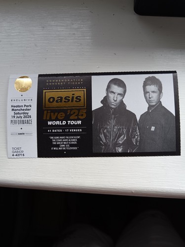 Oasis souvenir ticket stub - oasis,