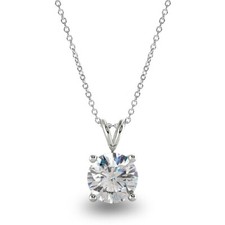 2 Ct Round Cut GRA Moissanite Solitaire Pendant 16+2" Necklace 14K White Gold