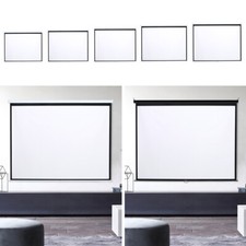 Projector Screen Manual Pull Down Indoor Outdoor Matt White Home Cinema 60-120''