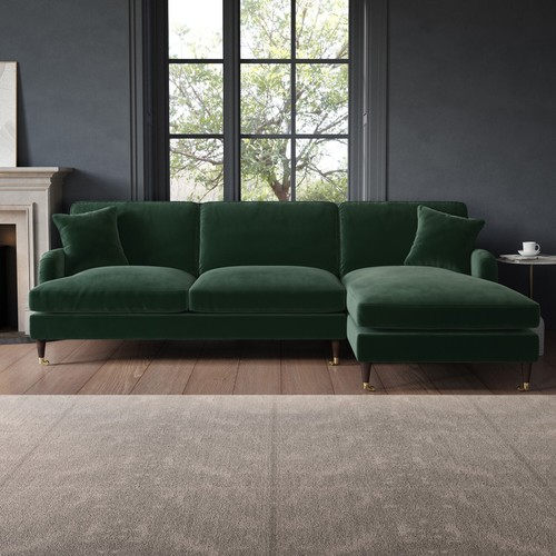 Green velvet shaped sofa - shaped,
