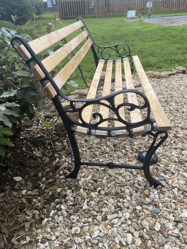 Vintage cast iron garden bench - vintage,