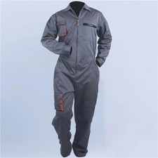 Mens Women Work Overalls Long Sleeve Zip Up Jumpsuit Mechanics Workshop Uniform