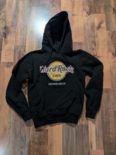 Hard Rock Cafe Edinburgh Unisex Black Classic Logo Hoodie With Kangaroo Pouch