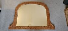 Antique Ornate Large Over Mantle Arched Carved Vanity Mirror Half OVAL 