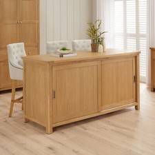 Marbury Oak Kitchen Island Counter with Breakfast Bar Table Top (3 Seater) OAK75