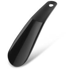 Black Plastic Shoe String Shoe Horn 16cm Lightweight Prevent Damage Back of Shoe
