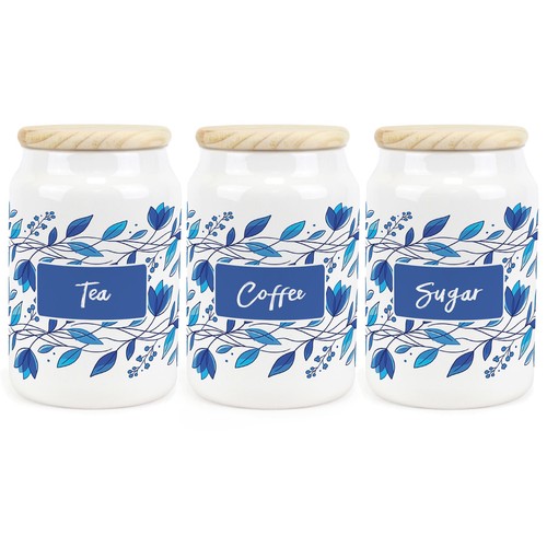 Blue petals ceramic tea - blue,