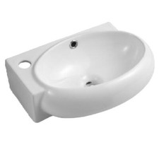 Bathroom Wash Sink Basin Cloakroom Oval Ceramic Right Hand Modern White