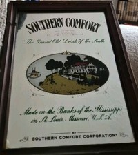 Vintage Southern Comfort Picture Mirror 12 x 9" Framed St Louis