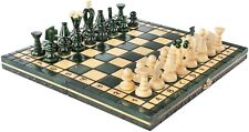 Beautiful Handcrafted Folding Wooden Chess Set 12.5" (32 cm) GREEN Gift idea