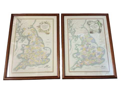 Pair vintage hampton hunt maps - pair,