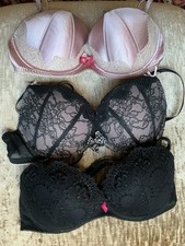 M&S Limited Collection Bra Bundle 32d Black lace Pale Pink Satin Fab Condition.
