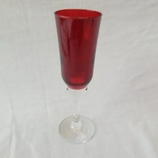 Christmas Champagne Red Glasses 175ml Red Flutes Bubble bottom Tea Light Holders