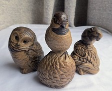 3 Poole Pottery Countryside Animals bird on pinecone mouse on corn and baby owl