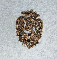 Vintage Heraldic Griffin Badge Crest Lion Eagle Screw Back Hat Helmet