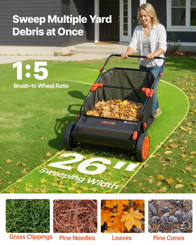 Push lawn sweeper in leaf - push,
