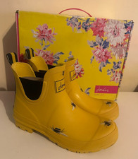 Joules Yellow Gold Bee Print Rainwell Wellibobs Ankle Wellies Size 6