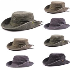 Men Cotton Embroidery Hat Sun Protection Wide Brim Foldable Boonie Bucket Hat