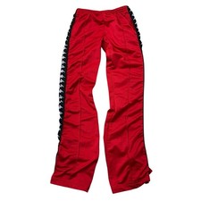Kappa Tracksuit Bottoms Poppers Tapered Straight Red Mens Small