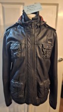 Superdry black leather jacket - black,