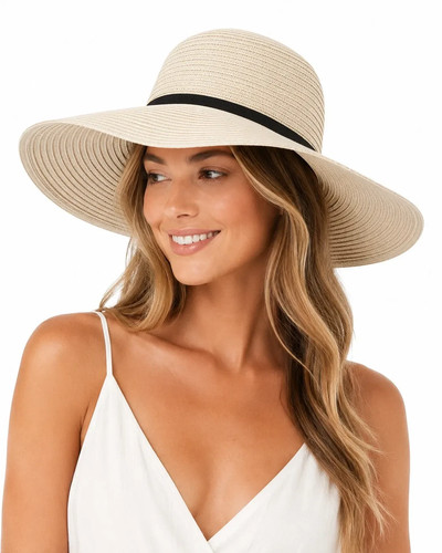 Ladies wide brim straw - straw, sun