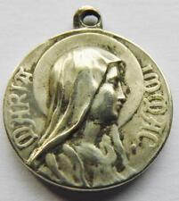 Antique Silver Holy Medal Blessed Virgin Mary Immaculate St. Bernadette Lourdes