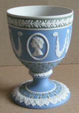 Wedgwood TRI COLOURED BLUE Jasperware DICED WARE British Royal GOBLET LIMITED