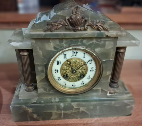 Victorian green onyx mantel - green,