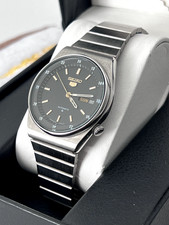 Seiko 5 Automatic 6349 5150 Black Rare Dial Day Date Vintage Watch 36mm