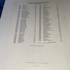 Fender Deluxe Reverb Amplifier W/ Vol Boost Parts List & Schematic  *Original*