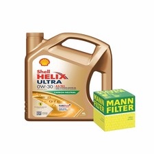 Shell Helix Ultra A5 B5 0W30 Engine Oil 4L Mann Oil Filter Service Kit 4 Litre