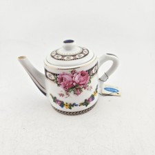 Miniature China Teapot – Pink Floral Design with Gold Trim, Special Edition 