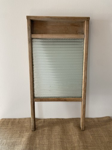 Vintage wooden glass washboard - vintage,