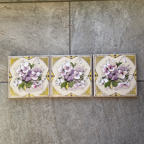 Vintage ceramic tiles - tiles, pansy