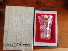  Vintage CRISTAL D'ARQUES "Sully" 24% lead crystal French vase in ORIGINAL BOX