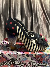 Irregular Choice Euro 40 Blue&White Striped “Wanderlust” Perspex Heels Boxed