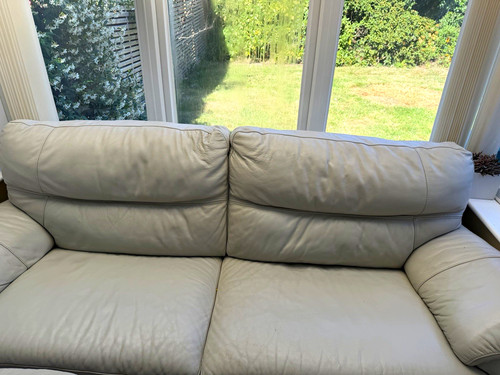 Beige leather sofa couch - couch, 200cm