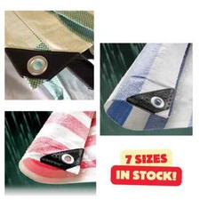 Striped Tarpaulin Medium Heavy Duty Waterproof Market Stall Cover Tarp Sheet